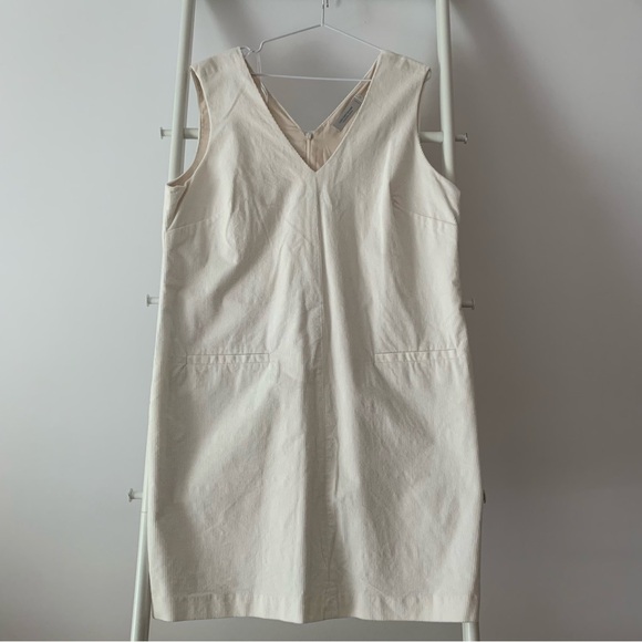 Simons | Off white corduroy pinafore | Lined and tailored | Midi mini | Zip back - Picture 2 of 10